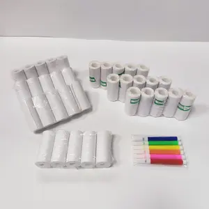 Mini Thermal Printer Paper Set, 1 Set Including 20 Rolls Thermal Printer Paper & 15 Sheets Self Adhesive Sticker & 6 Counts Color Pen, Suitable for Mini Small Thermal Portable Printer