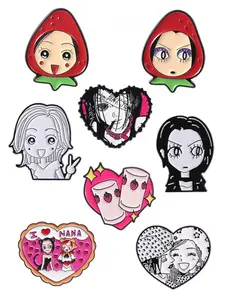 5pcs/set Cartoon Comics Character Enamel Pin Oosaki Nana Komatsu Nana Strawberry Headgear Heart Anime Roles Alloy Brooches Lapel Backpack Badge Fashion Jewelry Accessories Gifts for Friends