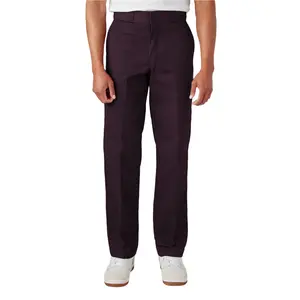 Dickies Men's Classic Original 874® Cotton Loose-Fitting Relaxed Straight Ankle-Length Work Trousers, Maroon Plain, All-Season, Durable Twill, Reinforced Seams, Welt Pockets, Wide Tunnel Belt Loops