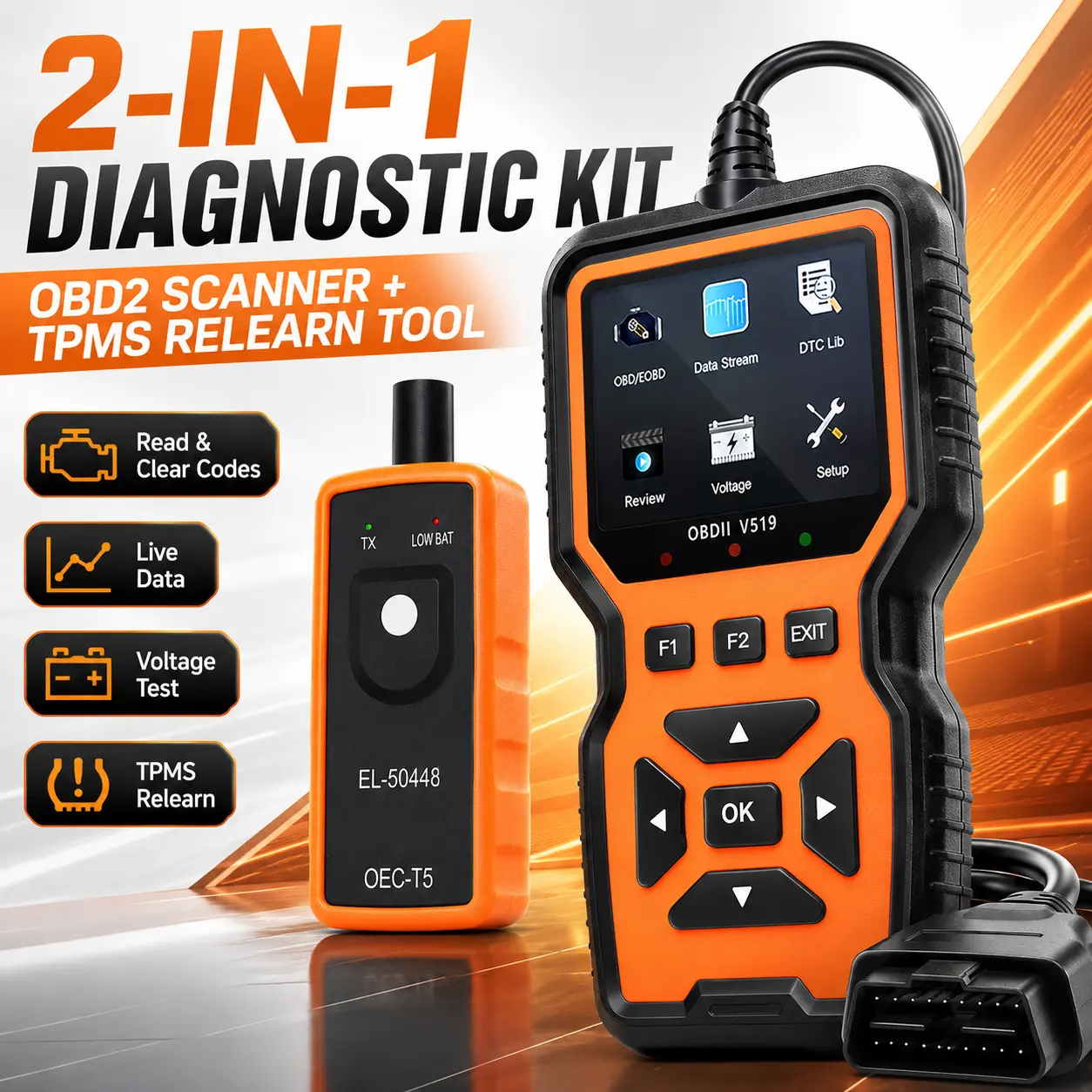 Car OBD2 Scanner Diagnostic Tool Code Reader, Car Voltage Tester Engine Fault Code Scanner, Charging Tester Diagnostic Tool For OBDII Protocol Cars V519-blue Automotive Vehicle