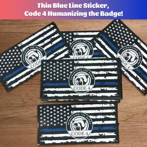 Thin Blue Line Decal: Code 4(5-Pack)-Where Every Heartbeat Honors the Badge bumper  strip room window vehicle exterior decoration Mississippi Cool Tailgate Decals Large Double-Sided Ghost Window Clings High Power Dual Ohm Car Subwoofer car body sticker