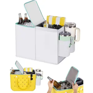 Cooler Organizer Insert for  /X-Large, Zippered Insulated Cooler Compartment, Divided Open Storage with Removable Divider, Double Cup Holder for  30-40oz