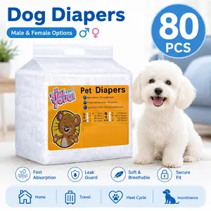 80PCS Waterproof Pet Diaper Leak-proof Design Menstrual Shorts Disposable Puppy Diaper Pants Adjustable Pet Male Dog Diapers wetness indicator S/M/L/XL