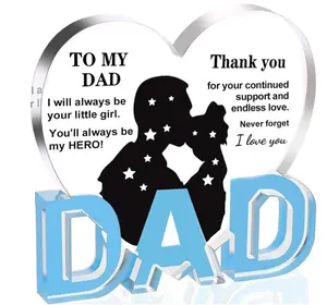 Dad Gifts From Daughter, Gift for Dad, Best Dad Ever Gifts, Christmas Birthday Gifts for Father Dad Heart Shaped Acrylic Plaque Sign Keepsake