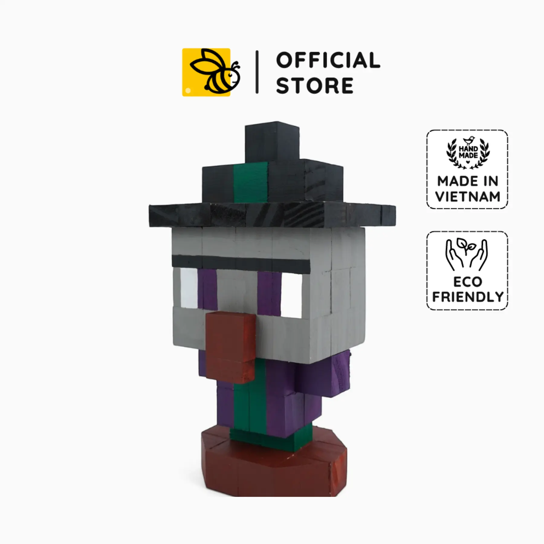 Minecraft Witch Wood Model - Pixel Art Wooden Toy, DIY Minecraft Decor, Handmade Collectible, Custom Gift for Him & Her