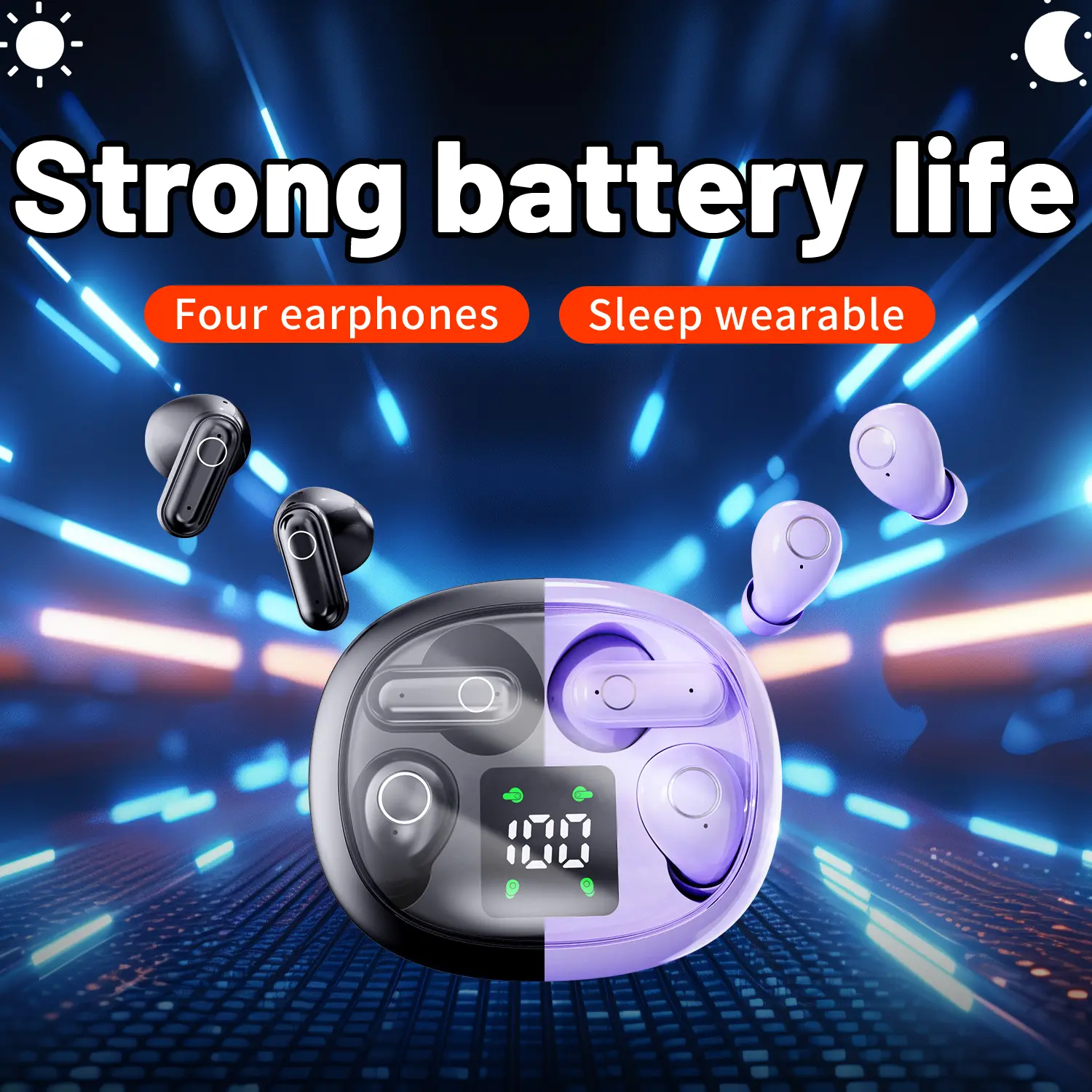 INSONIXN Wireless Bluetooth Headphones, Mini Invisible Earbuds (2 Pairs) - Compact Short Stem Audio Headset, Bluetooth 5.4, 36-Hour Battery Life, Smart Touch, Noise Isolation, Fast Charging, for Sleep & Workout, TikTok Shop Back to School, Mics
