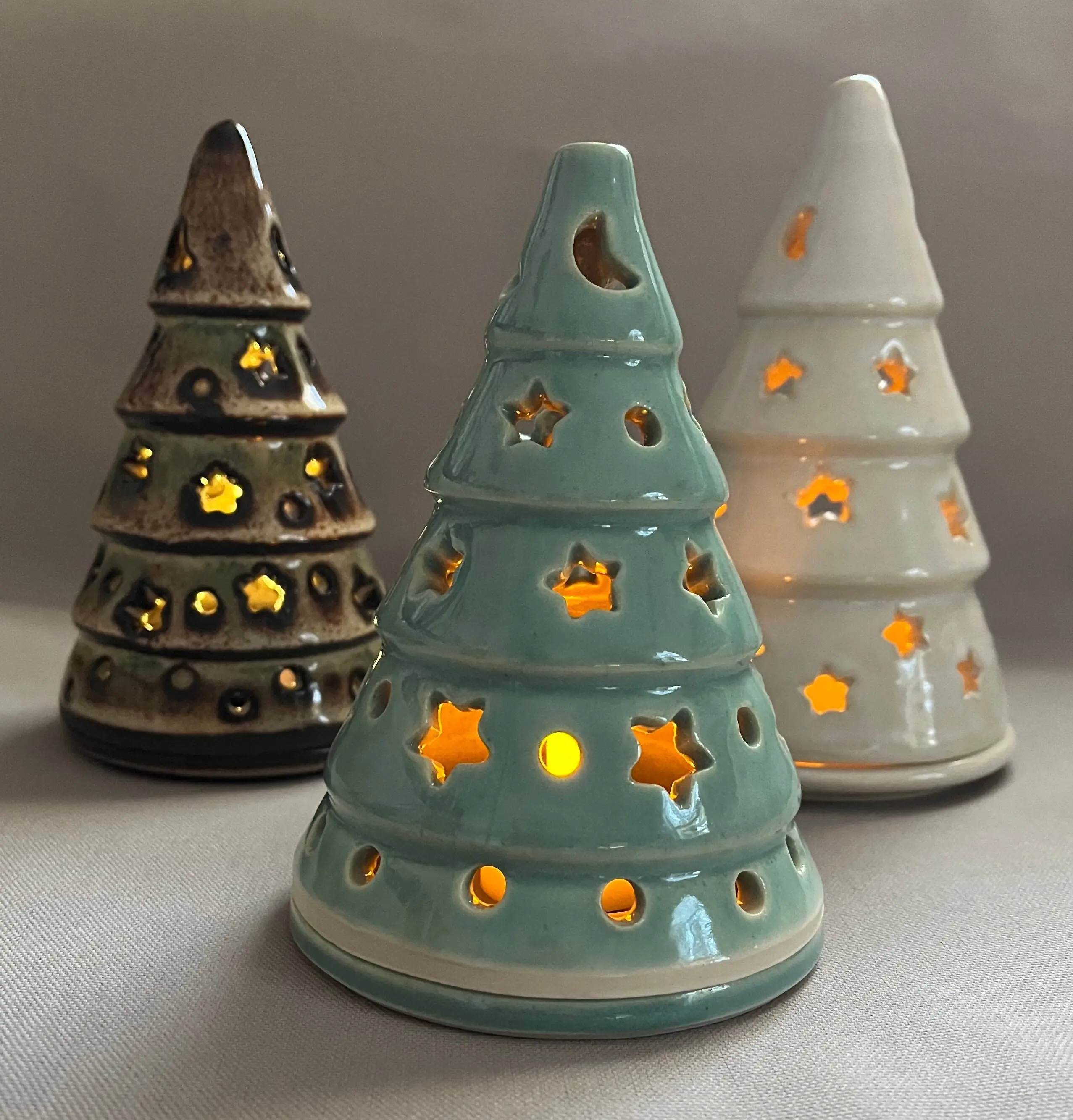 Ceramic Tree Luminaire - Holiday Tree Tea Light - Christmas Lantern - Decorative Tree - Holiday Decor Trees - Handmade Stoneware - Votive