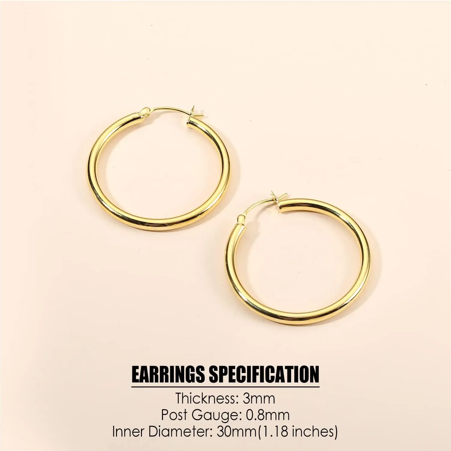 MILACOLATO Hoop Earrings 3mm Chunky Large Big Hoop Earrings Hypoallergenic Lightweight Earrings for Women Men 15/20/30/40/50/60/70mm Earcuff MILACOLATO Hoop Earrings 3mm Chunky Large Big Hoop Earrings Hypoallergenic Lightweight Earrings for Women Men 15/20/30/40/50/60/70mm Earcuff