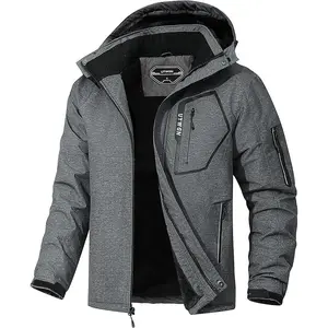 Men's Ski Jacket Winter Warm Snow Coat, Waterproof Windbreaker Hooded Outdoor Work Shell, Insulated Snowboarding Jacket with Multiple Pockets, Adjustable Cuffs, True to Size