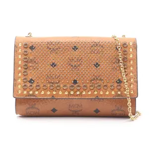 Pre-owned MCM Plastic Shoulder Bags Visetos Bijou Studs PVC Coated Canvas Shoulder Bag