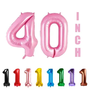 1pc Large Size 40 Inch Number Balloon for Birthday, Anniversary, DIY Party Decoration Foil Balloons Shiny