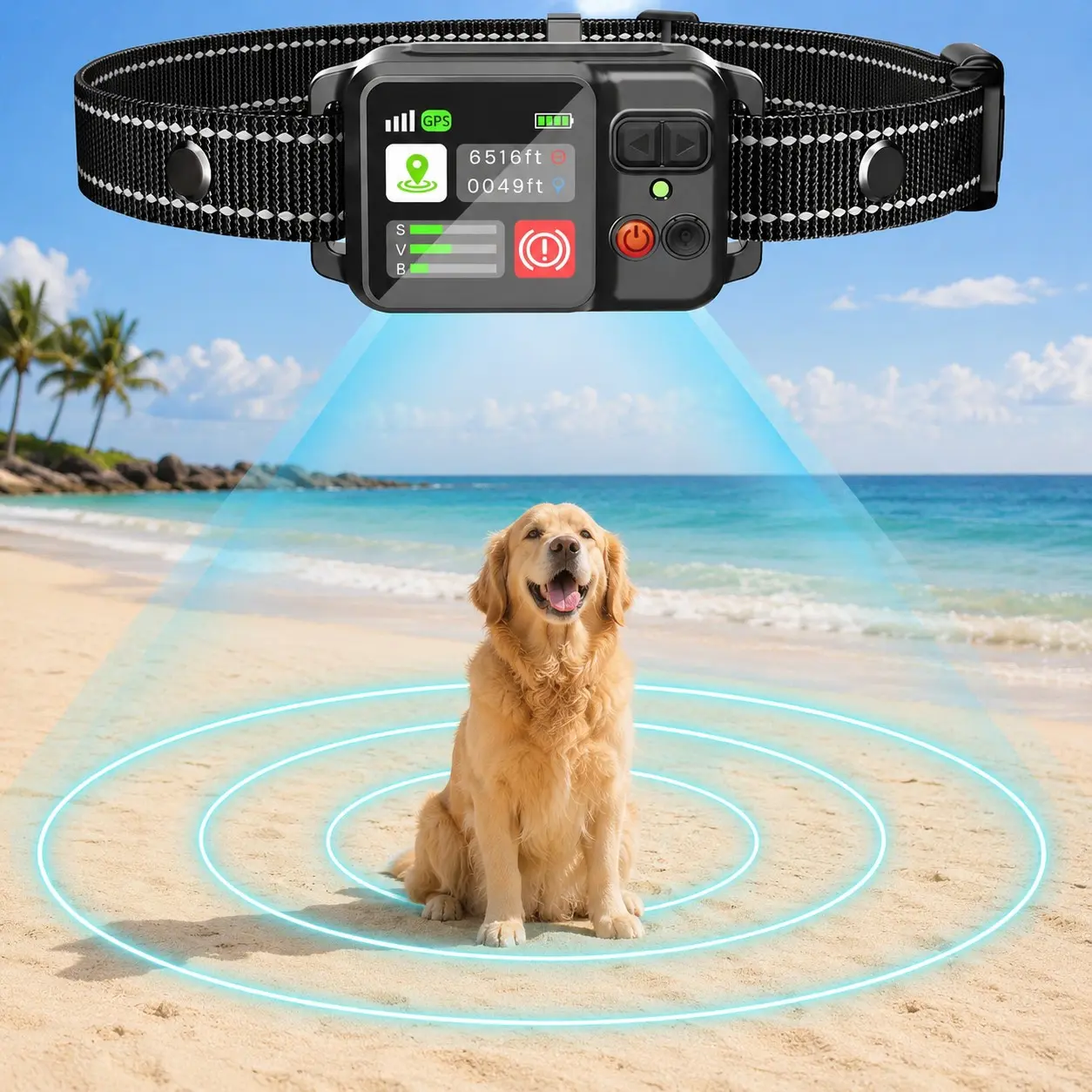 GPS Wireless Dog Fence System, Adjustable 49-6500ft Range, 3 Training Modes, Magnetic Charging, Waterproof, Suitable for All Sizes, Outdoor