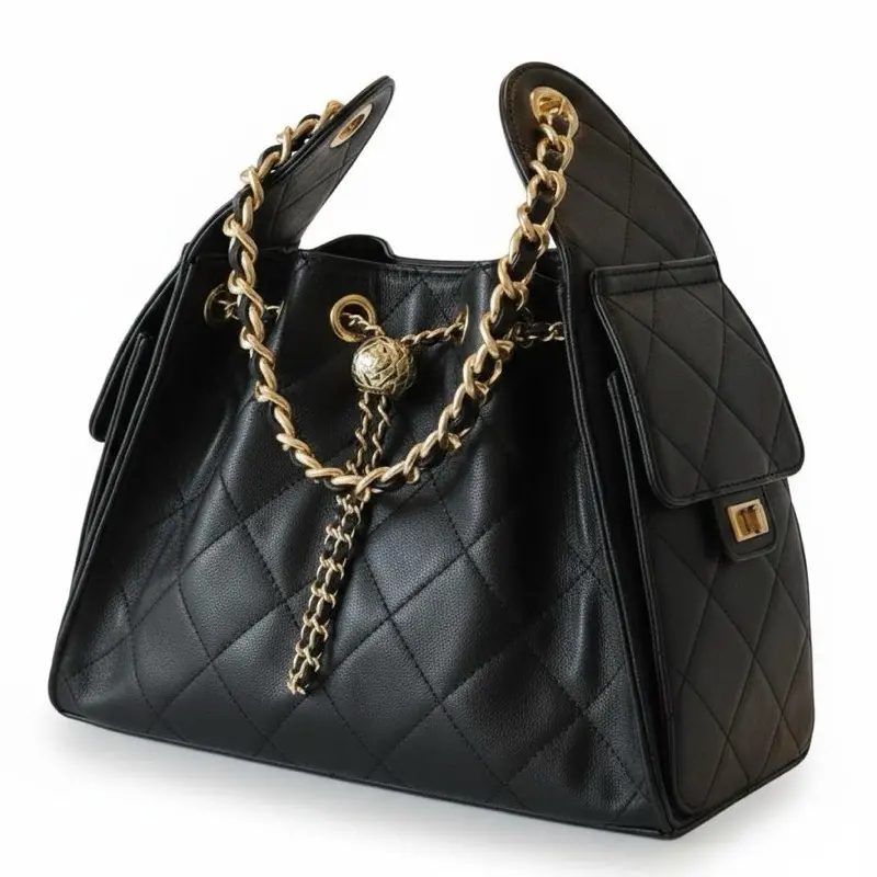 Quilted Caviar Leather Shoulder Bag | Luxury Hobo Handbag | Women's Designer Style Bag  - Casual Everyday Handbag