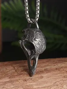 Retro Crow Skull Necklace Gothic Aesthetic 3D Animal Pendant Necklace Women Men Halloween Costume Jewelry Gifts Fashion Accessories Creative Gift