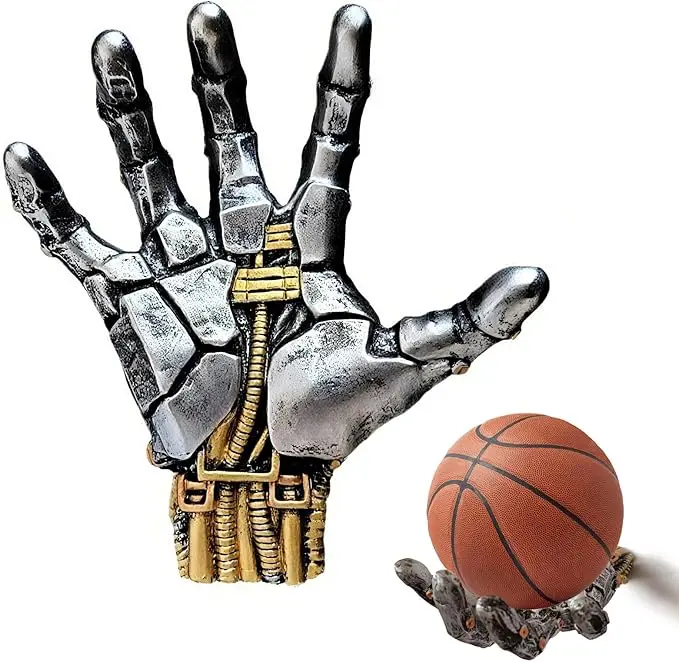 Basketball Holder, Hand Sculpture Ball Holder Wall Mount Art Decor Stand Basketball Storage Rack Organizer Display Case Man Cave for Football Soccer Gifts for Him Men Boys Gamers