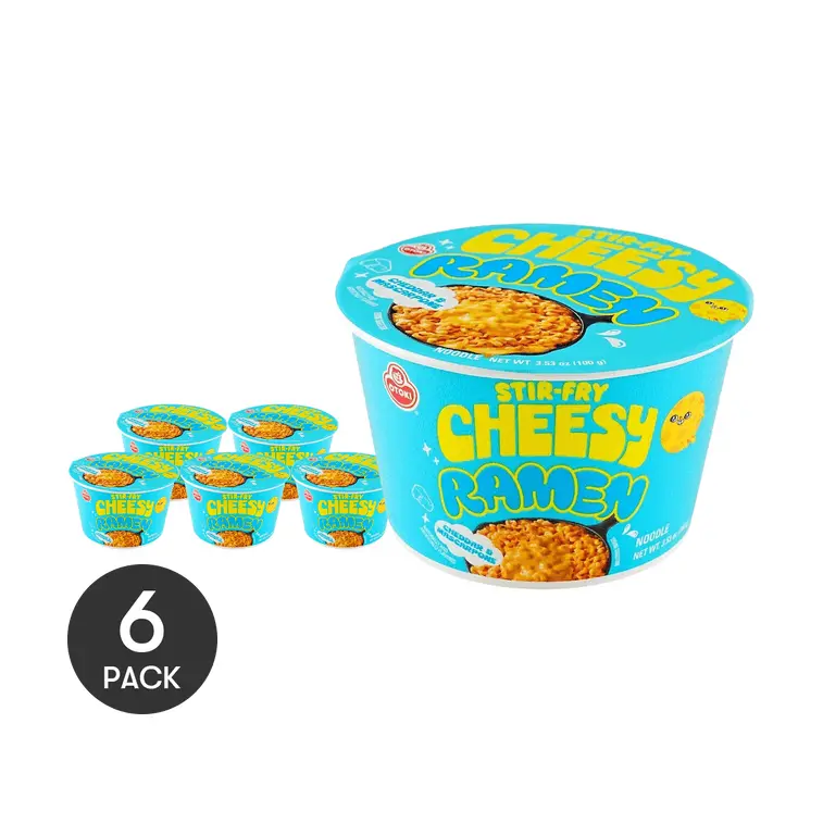 1/ 6 PACKS OTTOGI Cheddar & Mascarpone Cheese Ramen Cup Noodles 100g - Korean Instant Jjajangmyeon Style with Creamy Cheese Flavor, Popular Snack Food