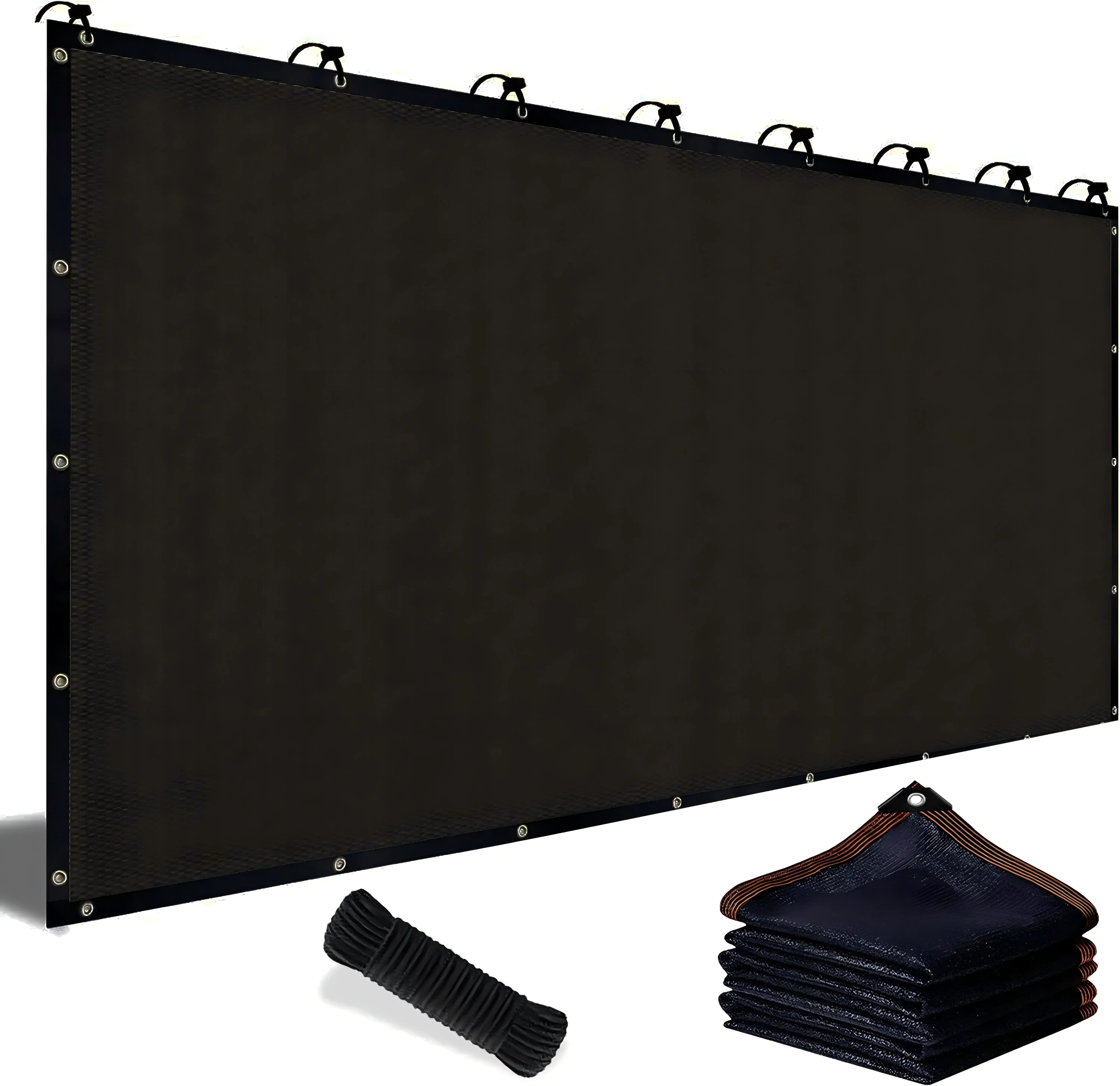 90% Black UV-Blocking Net Fabric Shade Sail - 10FT x 13FT Patio Sunshade Canopy with Reinforced Rivets, Portable Backyard Canopy, Retractable UV-Resistant Outdoor Awning for Garden Deck