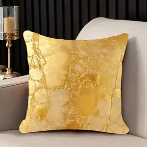 Luxury Gold Marble Throw Pillow with Zipper Closure, Plush Cushion, Beige and Gold Marble Pattern, Modern and Elegant Decoration, Highlight (Only) Marble Cushion, Sofa Decorative Pillow, Marble Cushion for Living Room Furniture