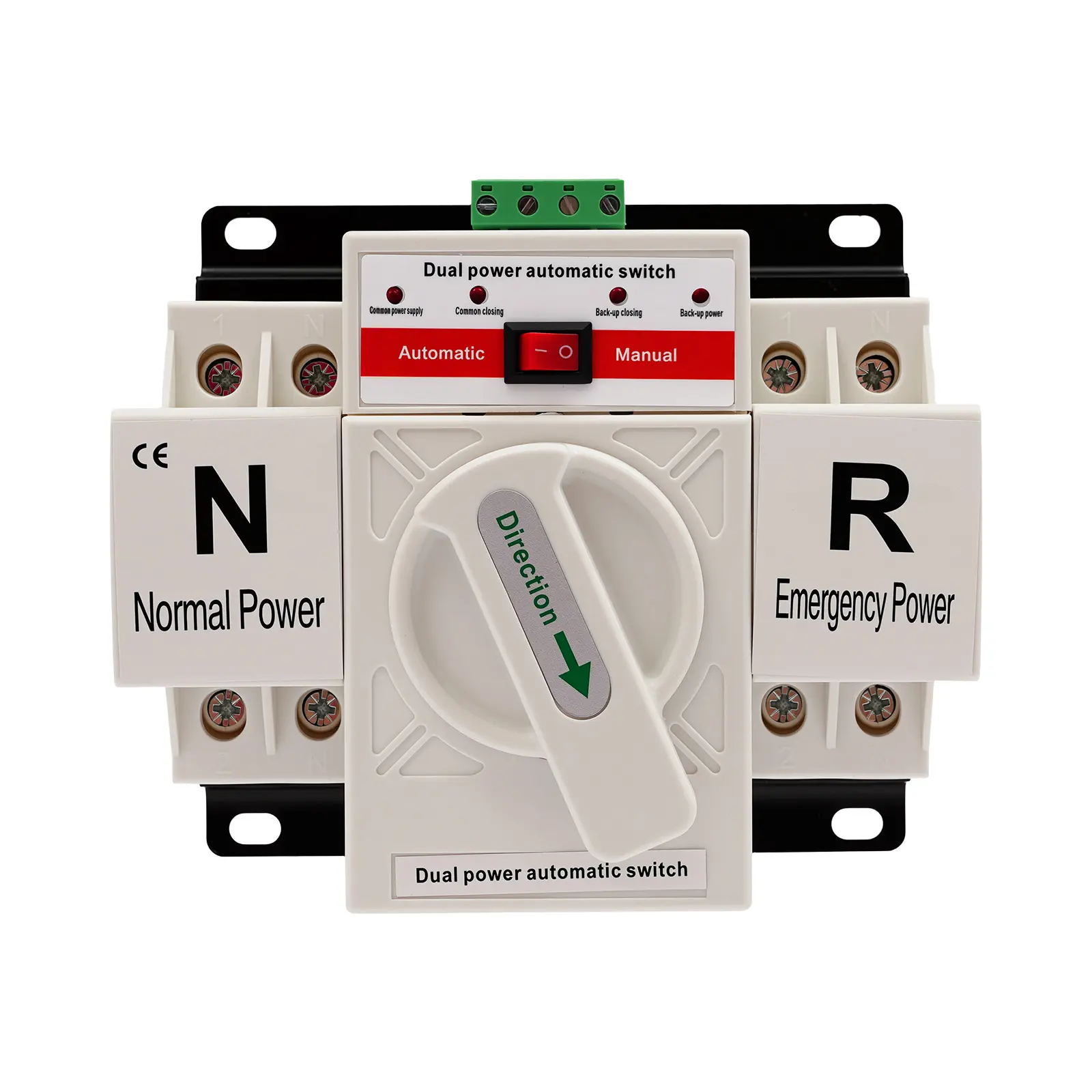 63A 2P Dual-Power Automatic Transfer Switch with Auto/Manual Operation & Fast Switching (≤2s), Overvoltage/Overcurrent/Overheat/Short Circuit Protection for Uninterruptible Power Supply in Home, Office, Hotel, Hospital, Shopping Mall, Standby