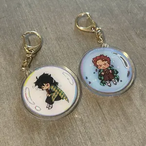 Demon Slayer Bubble Charms Tanjiro & Giyu Keychains Featuring Anime Characters in Adorable Designs