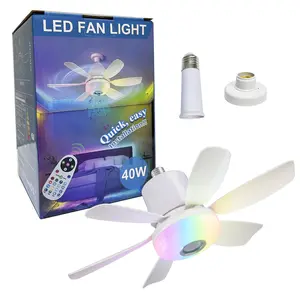 20 Inch Ceiling Fan Light with Remote Control, Dimmable 32w LED Lamp, RGB Color Changing, Bluetooth-compatible Music Player, Ideal for Bedroom & Living Room