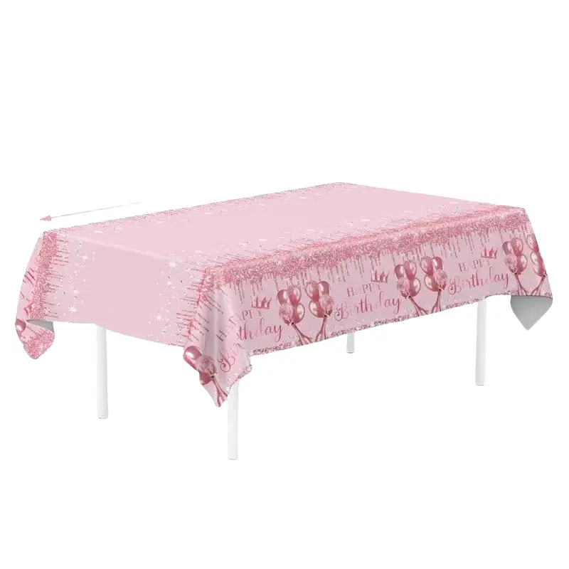 Birthday Party Plastic Tablecloth, Happy Birthday Disposable Table Cover, Rectangle Table Cover, Sparkling Diamond Pattern, Women's Birthday Decoration, Birthday Party Decorations, Party Decoration Supplies, 219.99x130.0cm