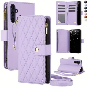 AWQUER Crossbody Flip Wallet Phone Case for Various Samsung Galaxy Models - Faux Leather, Protective Cover, Compatible with 4G & 5G, Shockproof Casing Protector Protection