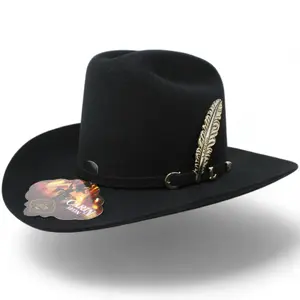 Texana Carin Leon Oficial con Pluma de Plata - Black
