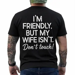 Friendly Yet Unfunny Wife Warning TShirt Men Casual Streetwear Hoodie Cozy Loose Pullover Fall Outfit