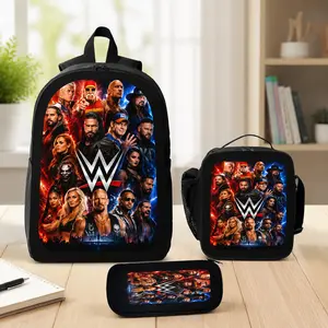 American Undertaker 3 in 1 WWE Backpack Set Wrestling Legend Inspired  Backpack with Lunch Bag Pencil Case Large Capacity Street Style Summer Back to School Gift Set for Students Daily Use Travel School Commute American Trend Bag