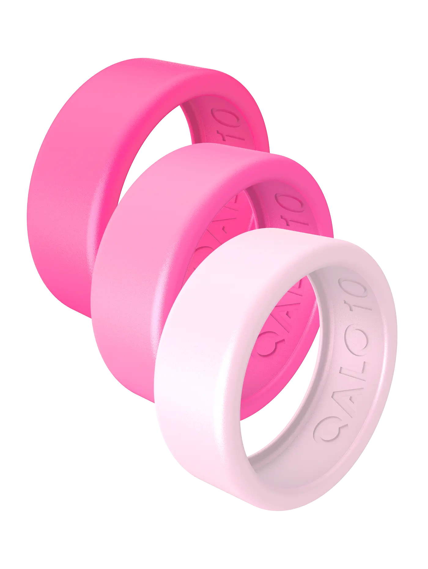 QRNT Unisex Interchangeable Slim Round Soft Silicone Cover Rings - Customized Iridescent Hot Pink Coast Style, 3-Pack Scratch Protection, S/M/L Sizes (M:9-11, L:12-14) for Casual Everyday Wear