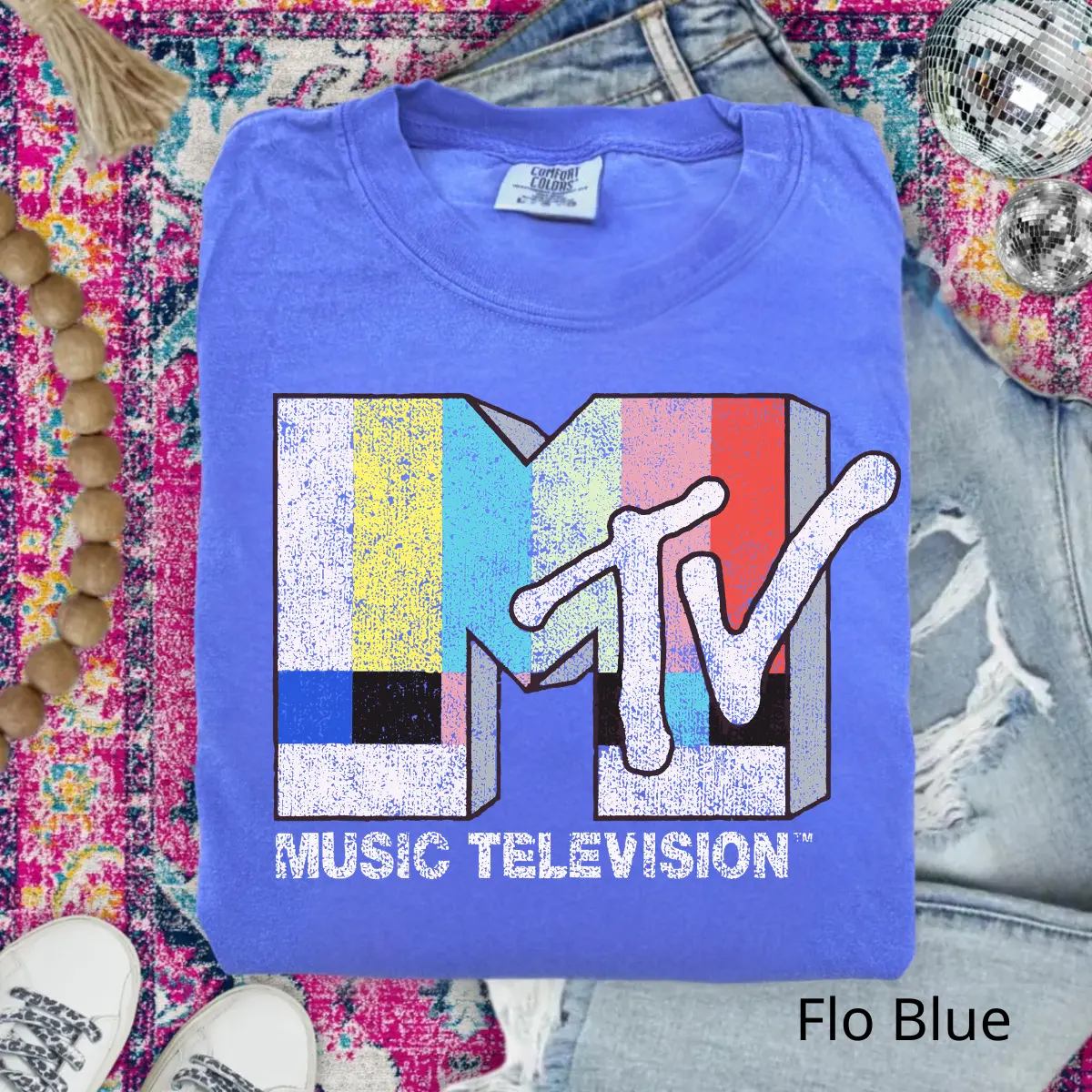Comfort Colors MTV Classic Vintage tv Signal Logo T-Shirt, Retro 80s & 90s MTV Family Matching Tee, MTV Birthday Girl Music Television Signal Logo T-Shirt