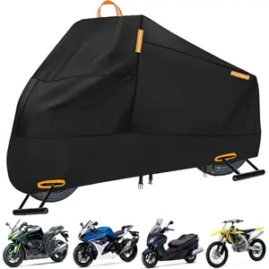 Cover  Outdoor, 300D Heavy Duty  Cover for Ninja 250 300 650 1000 Yamaha YZF R1 R7 MT-09 Suzuki GSXR 600 750 1000 Scooter Cover Protection Fits up to 86" - Black
