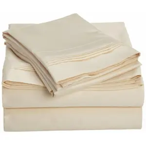 212 MAIN King Size 1000 Thread Count 100% Egyptian Cotton Solid Sheet Set - Luxurious, Simple Look, Ivory