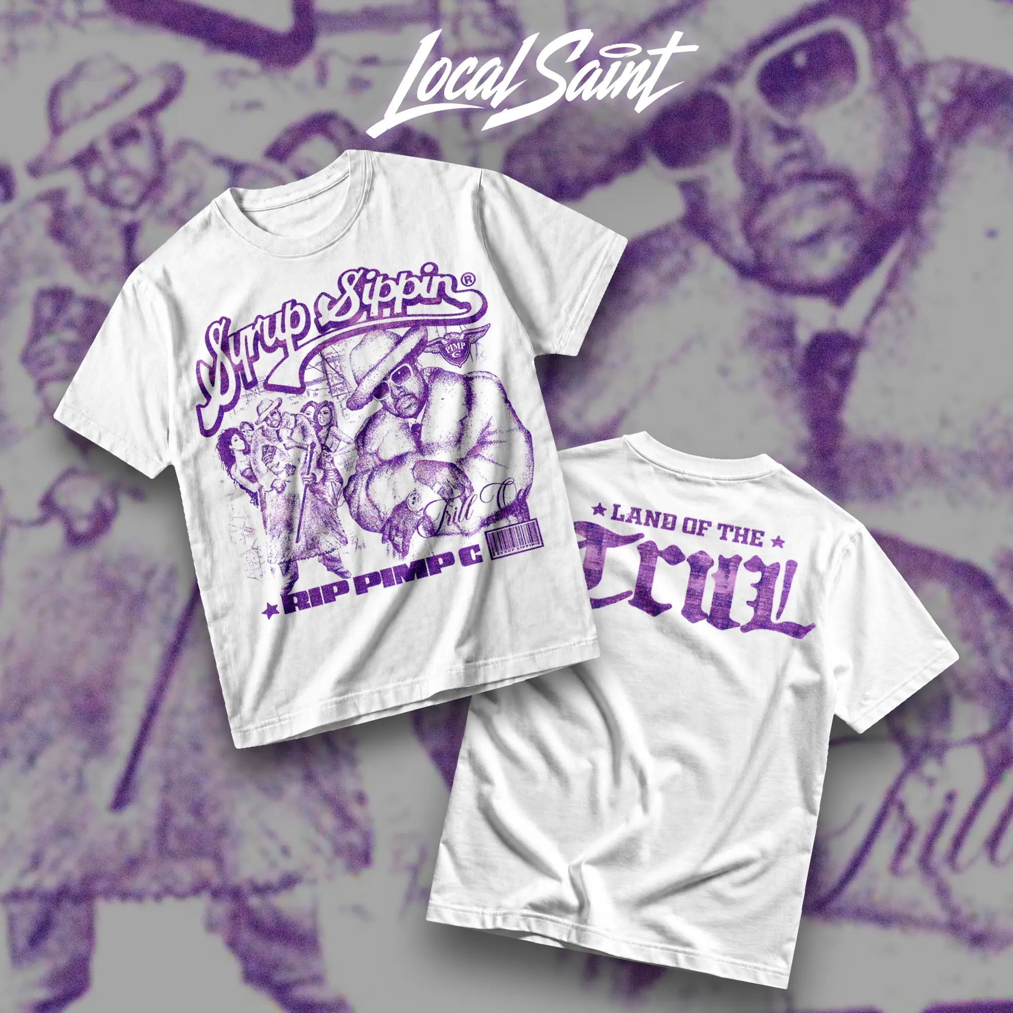 LOCALSAINT Pimp C Heavy Cotton Unisex Graphic T-Shirt Hoodie Houston Texas Skull Cowboy Lowrider 713 Crewneck Tee, Vintage Streetwear Graphic T-Shirt Direct To Garment Breathable Print