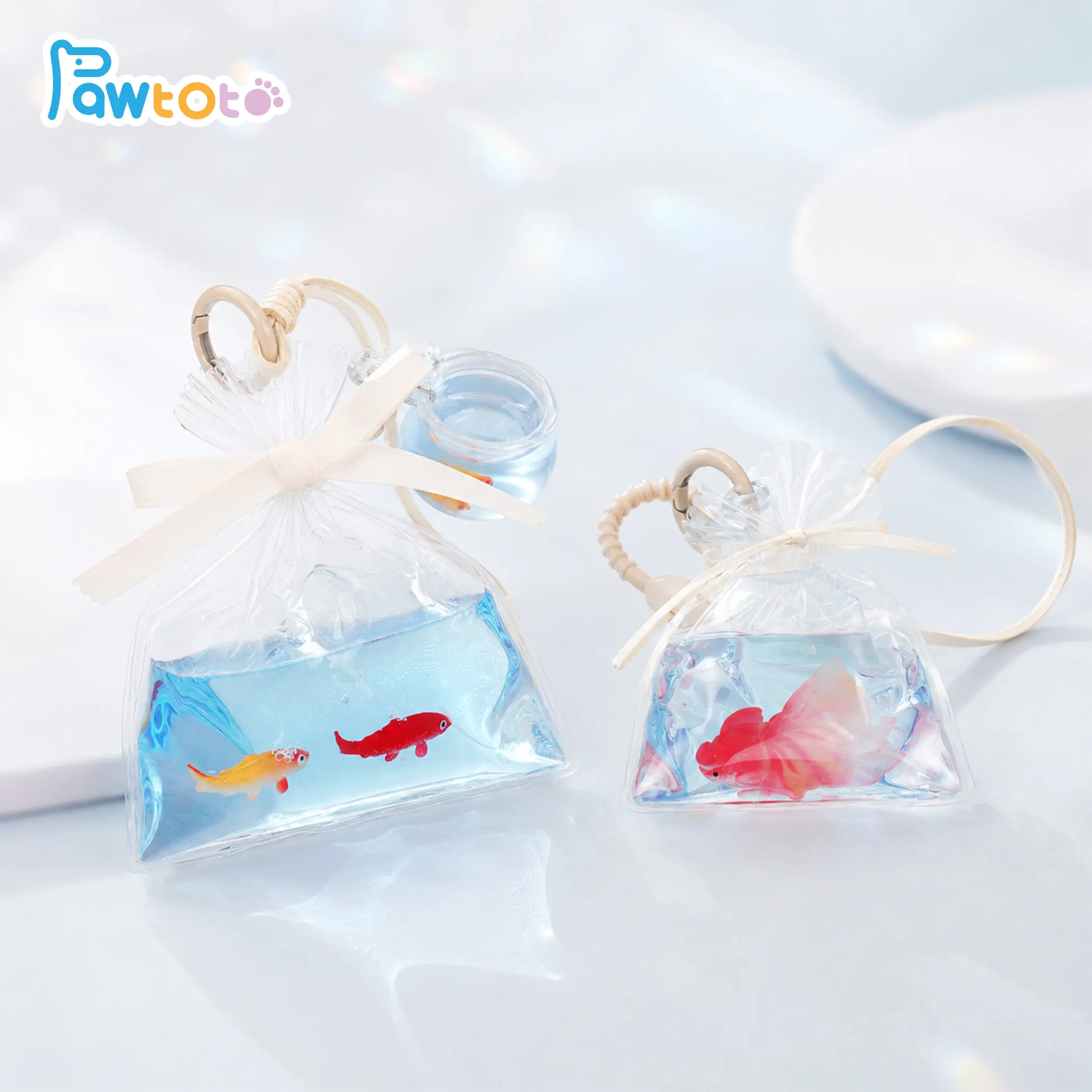 Pawtoto Bag of Golden Fish Red Soft Fidget Squishies - Handmade Food Grade BPA-Free Silicone Stress Ball, 7Cm × 9Cm × 3Cm Desk Companion, Office Stationery Gift for Family Relaxation