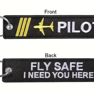 Fly Safe Embroidered Keychain Tag for Pilots keychains business key tag perfect gift portable keychain creative keychain