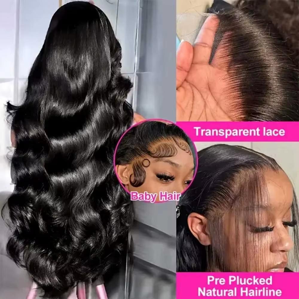 13x6 Lace Front Wigs Human Hair Pre Plucked 180 Density 13x4 HD Body Wave Lace Front Wigs Human Hair Brazilian Lace Frontal Wigs Human Hair wigs for Women Glueless Wigs Human Hair Pre Plucked Black Color