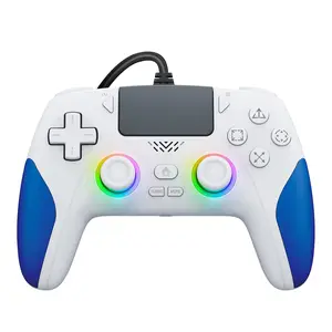 Wired Controller for PS-5/PC, RGB Gaming Controller with Programmable/Remap/Turbo/LED Light Functions, 3.5MM Headphone Jack, Dual Vibration