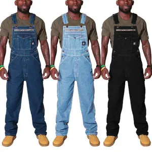 Men's Overalls Denim Jumpsuits Ripped Denim Tooling Trousers