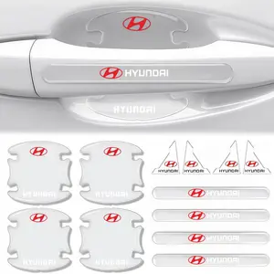 12pcs Car Door Handle Scratch Protection Film, Invisible Transparent Anti-Collision Strip, Corner Guard Protector Sticker for Hyundai Cars, Automotive Accessories
