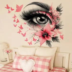 A set of two (30*60cm*2pcs) creative Floral Pattern Sticker eye butterfly flower art wall stickers Decorative Decal for living room and bedroom decoration background wall decals (MS4482-ZC)