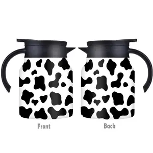 1pc/34oz/1000ml/Cow Print Double Walled Insulated Coffee Pot, Stainless Steel Tea Kettle, Jugs With Handle And Lid, Drinkware, Perfect For Animal Print Lovers, Ideal For Birthdays, Holidays, And Gifting Occasions