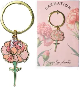 Floral Keychain – Pink Carnation Flower Keychain– Perfect Flower-Inspired Accessories Gift