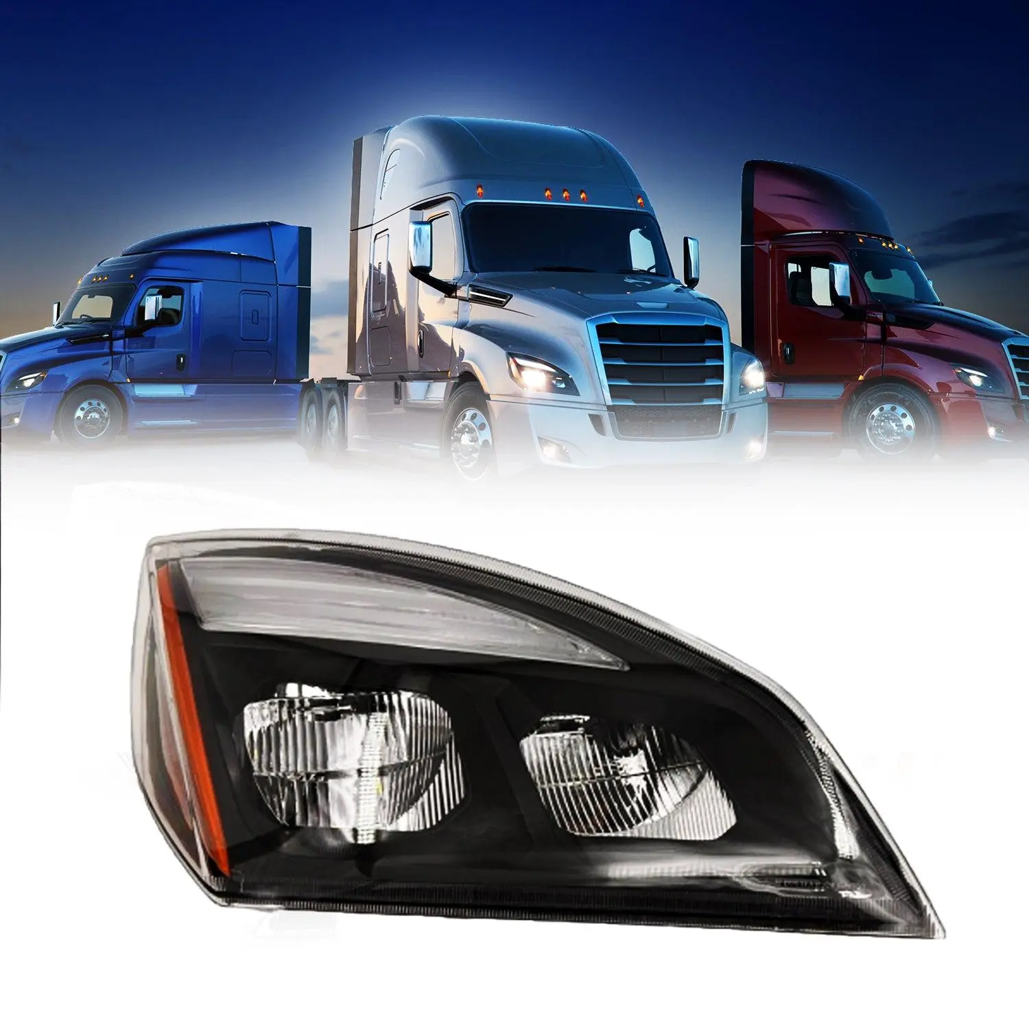 Torque Black LED Headlight Assembly - Passenger Right Side (RH) OEM-Quality Replacement for 2018-2022 Freightliner Cascadia Semi Trucks, DOT/SAE Cert., Durable Illumination, All Bulbs Included (TR603-R), Vehicle-Specific Fit