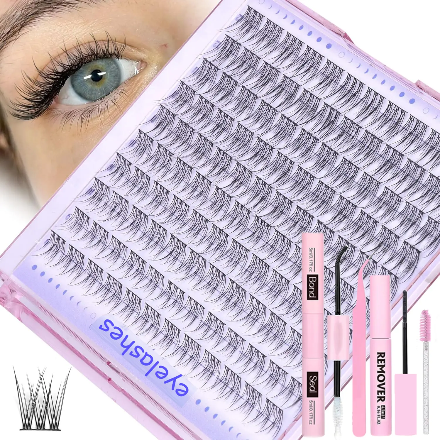 Natural Eyelash Extension Kit, Fluffy D Curl Lashes, Mixed Lengths 8-16mm, Easy Application, Perfect for Beginners, Single Set, DIY Eyelash Extensions, Fluffy False Eyelashes