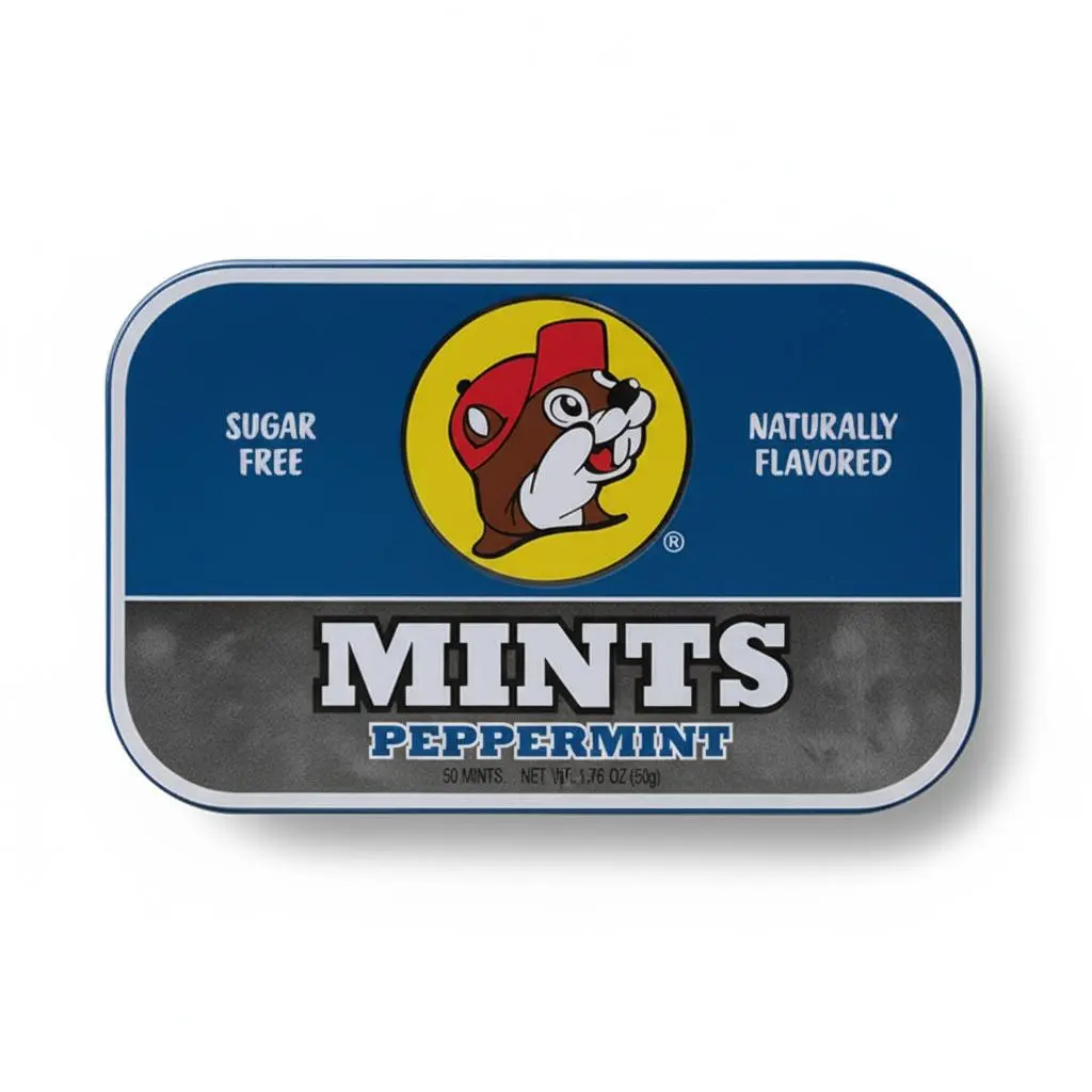 Buc-ee's Peppermint Mints Snack - Sugar-Free, Vegan-Friendly, Travel-Friendly Candy with Real Peppermint Oil for Instant Refreshment