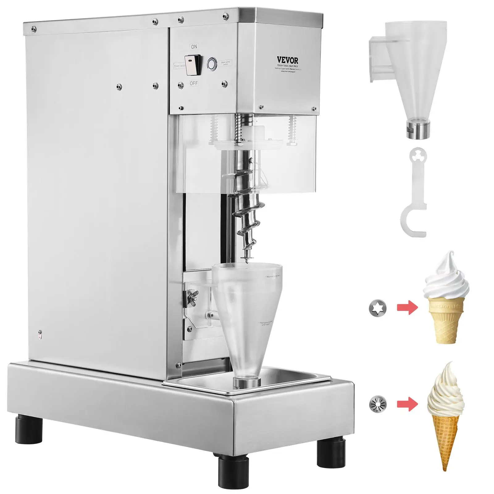 【Summerfinds】VEVOR Ice Cream Blender,  , 750W High-Speed Ice Cream Maker Mixer Stir Machine 1740RPM, 304 Stainless Steel Ice Cream Shaker, Long Handle + PC Protective Shield, Customizable with any Flavor of Ice Cream