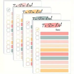 4 Packs To-Do List Notepad, Daily Sticky Notes Memo Pad, Colorful Portable Planner, Fun Office Gift for Coworkers