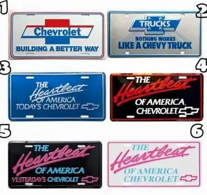 Chevrolet Heartbeat License Plate Collection – Retro Car Tag Set, Vintage GM Truck Accessories, Gift for Him – Lightweight Aluminum, Easy Install
